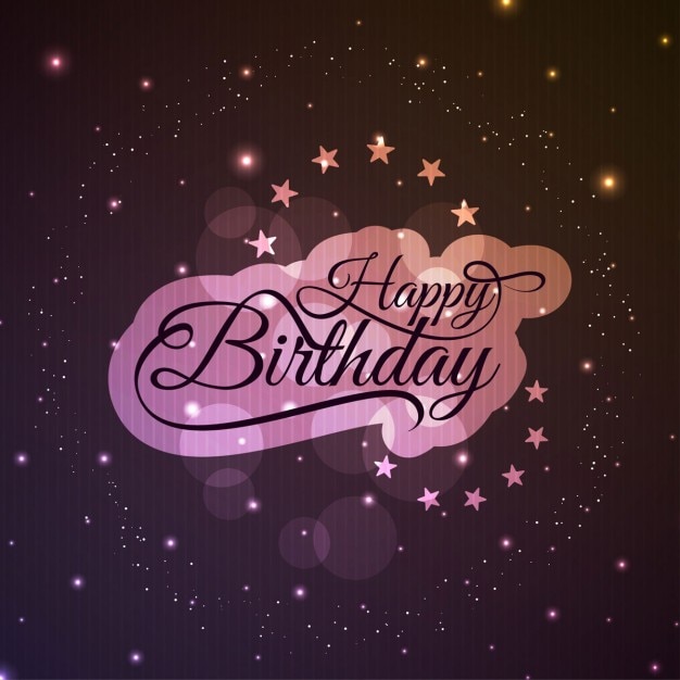 Happy Birthday Pink Label on Starry Background – Free Download