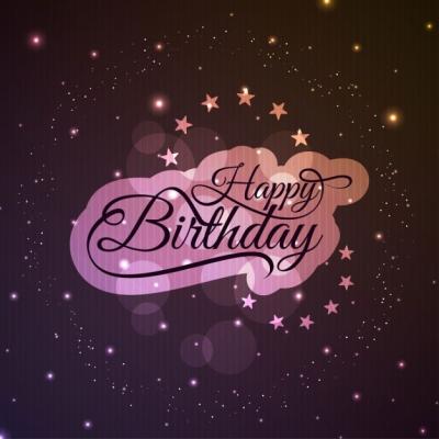 Happy Birthday Pink Label on Starry Background – Free Download