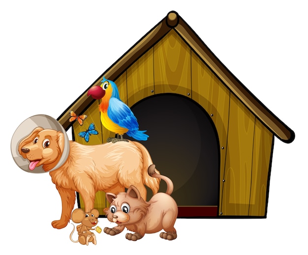 Cartoon Dog Group in a Cage – Free Stock Photo Download