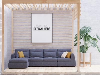 Poster Frame Psd Mockup for Living Room – Free Download