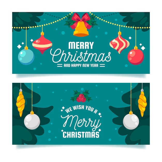 Christmas Banners in Flat Design – Free Download