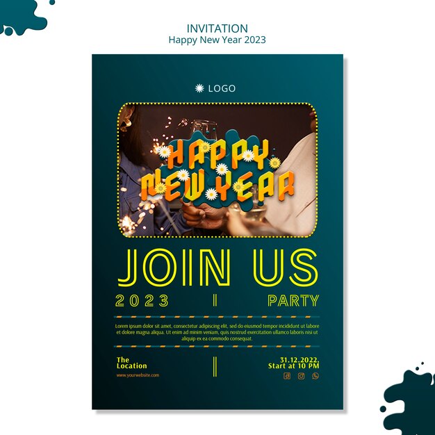 New Year 2023 Invitation Template Design – Free Download