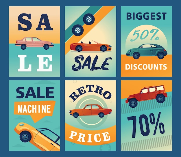 Sale Banner Designs Featuring Various Car Illustrations – Free Download