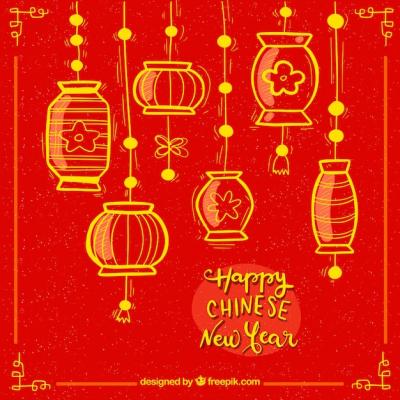 Hand Drawn Chinese New Year Background – Free to Download