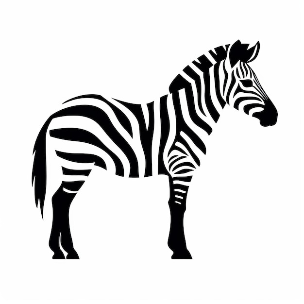 Bold and Clean Zebra Silhouette on White Background – Free to Download