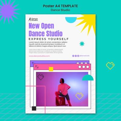 Geometric Dance Studio Poster Template – Download Free Stock Photo