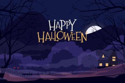 Flat Design Halloween Landscape Background – Free Download