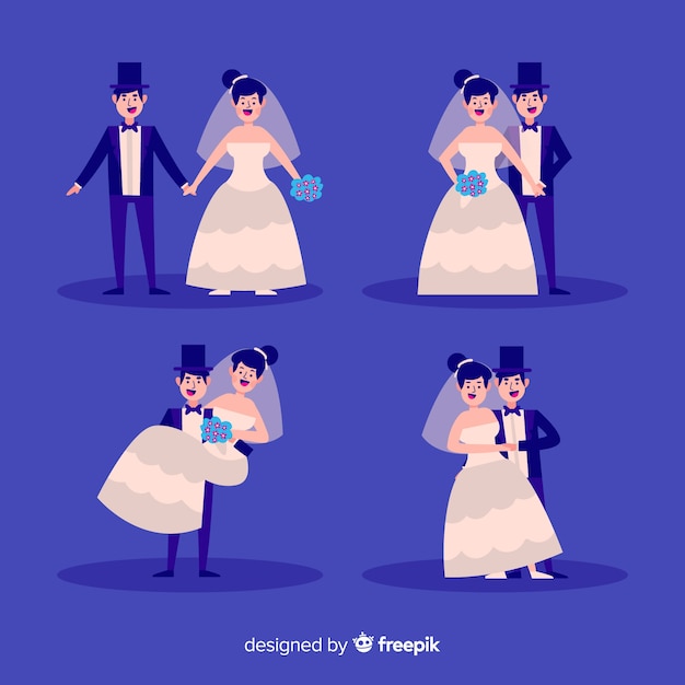 Wedding Couple Collection in Flat Design – Free Download