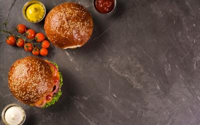 High Angle Beef Burgers with Cherry Tomatoes – Free Download