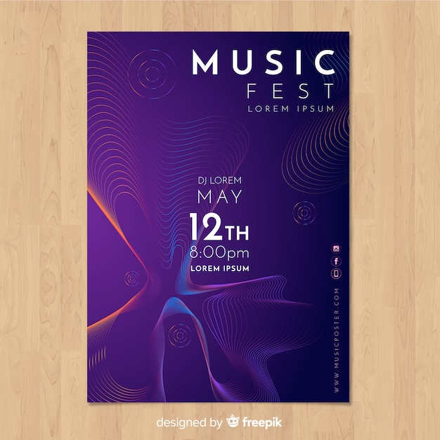 Sound Wave Music Poster Template – Free Download