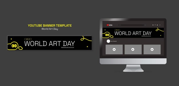 YouTube Banner Template for World Art Day Celebration – Free Download