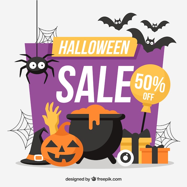 Colorful Halloween Sale Background – Free Download