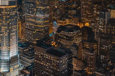 Stunning Aerial Night View of a Vibrant Urban City – Free Download