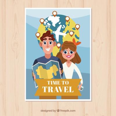 Travel Postcard Template in Flat Style – Free Download