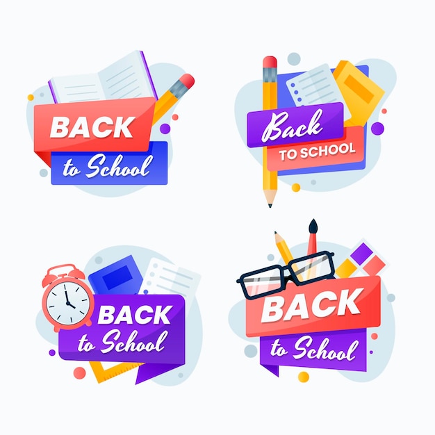 Gradient Back to School Labels Collection – Free Download