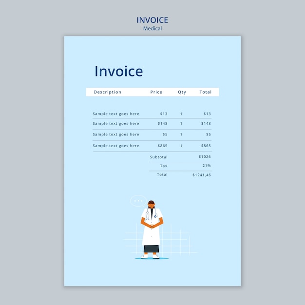 Flat Design Medical Aid Invoice Template – Free Download