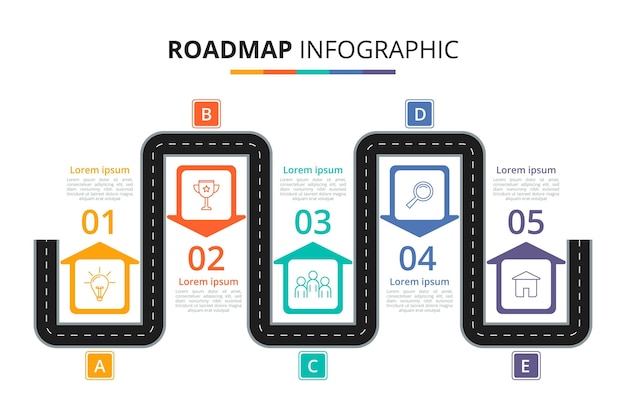 Flat Roadmap Infographic Template – Free Download