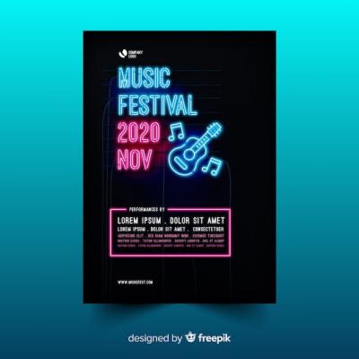 Neon Music Festival Poster Template – Download Free Stock Photo