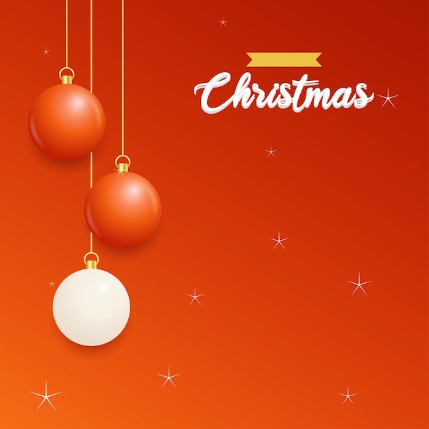 Merry Christmas Red Background with White and Red Hanging Balls – Free Stock Photo Download