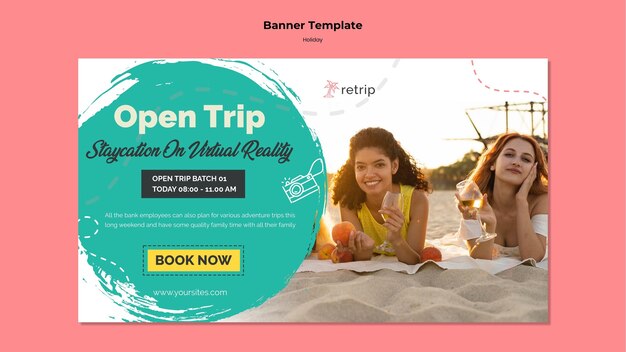 Horizontal Banner for Virtual Reality Holiday Trip – Free Download