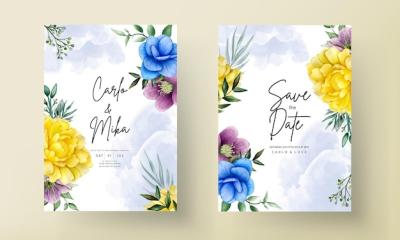 Beautiful Hand-Drawn Wedding Invitation Watercolor Floral Design – Free Download