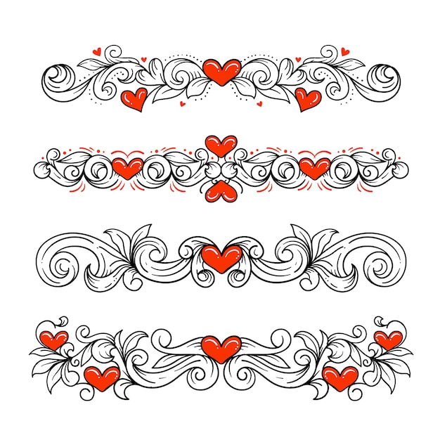 Hand Drawn Hearts Border and Frame – Free Download