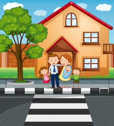 Family Members in Front of a House – Free Download