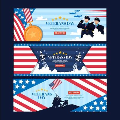 Flat Veteran’s Day Horizontal Banners Set – Free Download