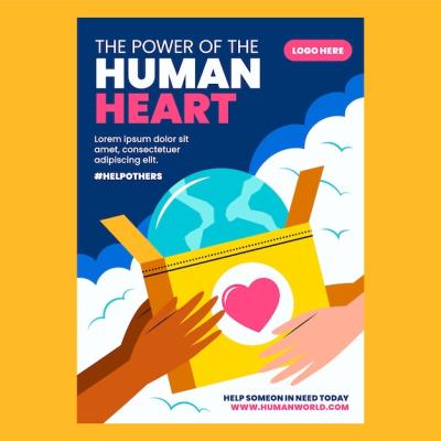 Humanitarian Day Poster Template with Hands Holding a Box – Free Download