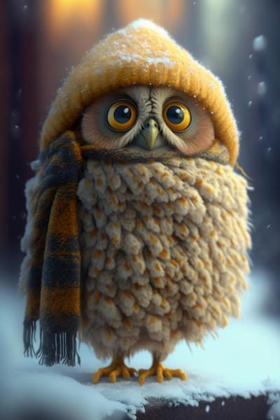 Colorful Owl Knitted Hat with Yellow Eyes – Free Stock Photo for Download