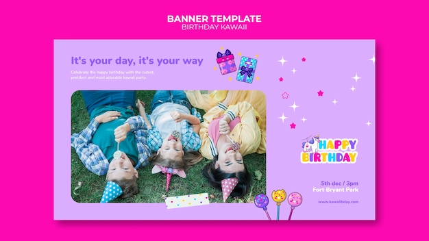 Birthday Banner Template in Flat Design – Free Download