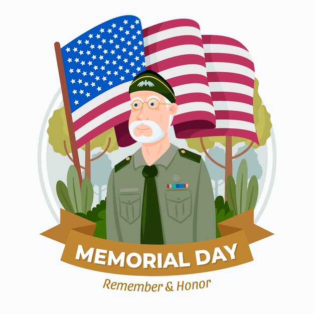 Organic Flat USA Memorial Day Illustration – Free Download