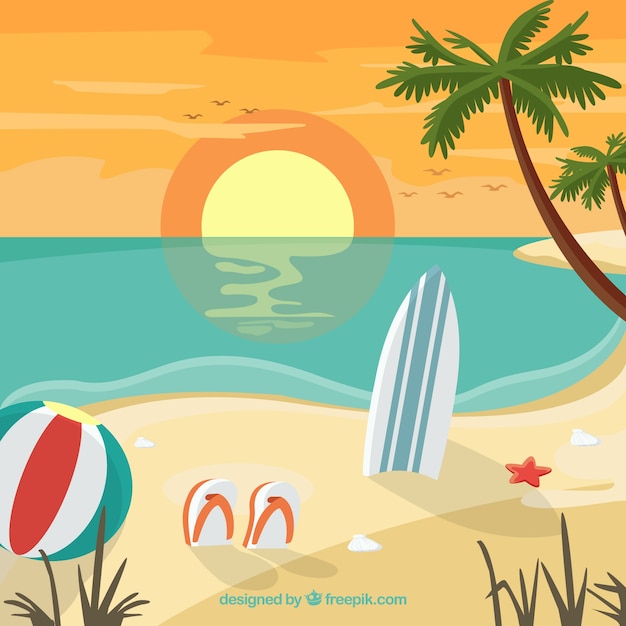 Beach Background with Summer Items – Free Stock Photo for Download