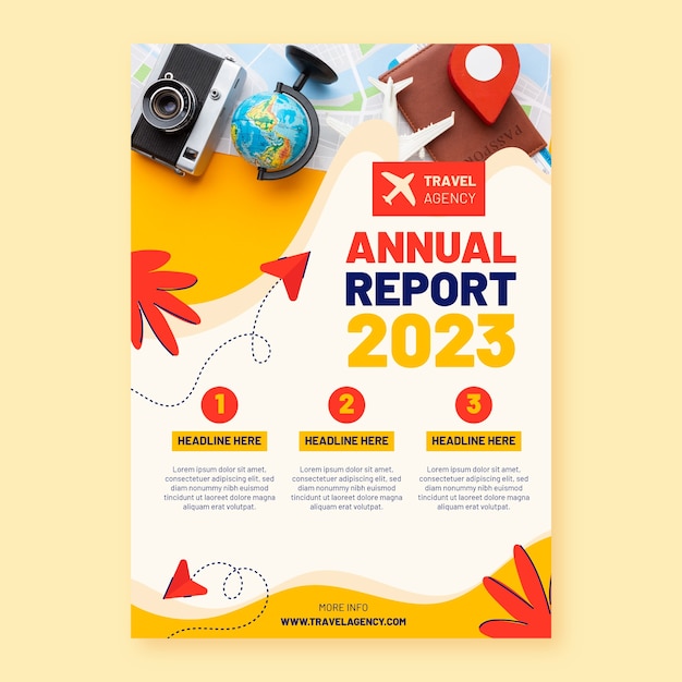 Flat Annual Report Template for Travel Agency – Download Free Stock Photo