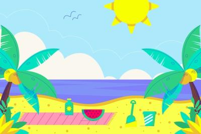 Flat Background for Summer Season – Free Download