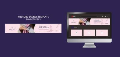 YouTube Banner Template for Nail Care – Free Download