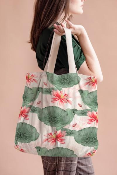 Lotus Pattern Tote Bag Inspired by Megata Morikaga – Free Download