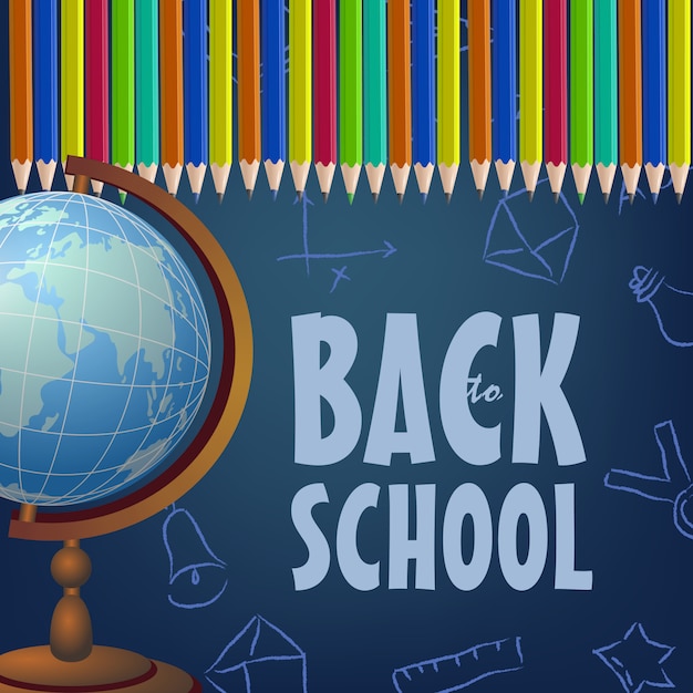 Back to School Brochure Featuring Colored Pencils and Globe – Free Download