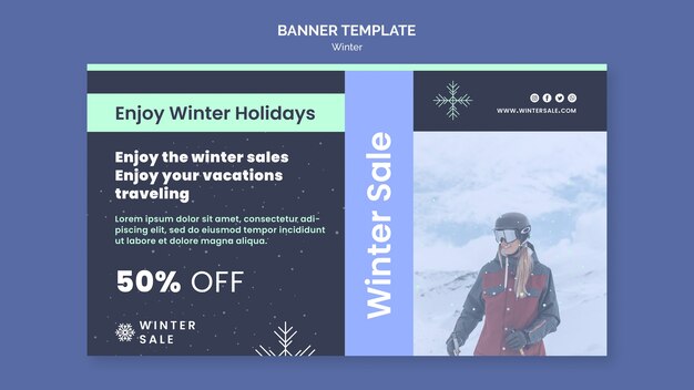 Winter Sale Banner Template with Discount – Free Download