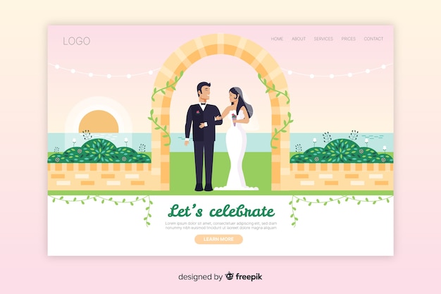 Flat Wedding Landing Page Template – Free Download