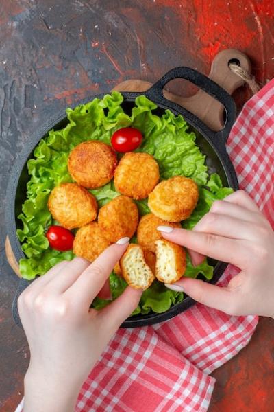 Chicken Nuggets and Fresh Vegetables in a Pan – Free Download