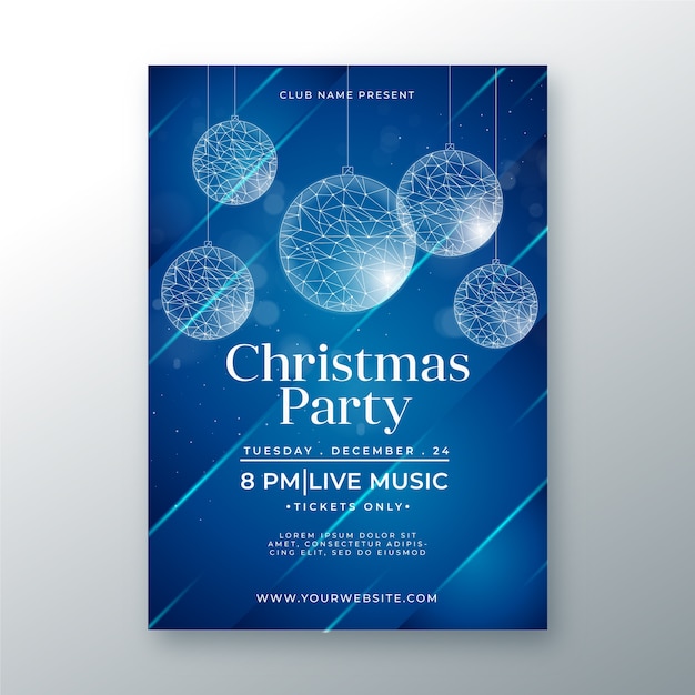 Outline Style Christmas Party Poster Template – Free Download