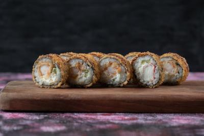 Fried Hot Sushi Rolls on a Wooden Board – Free Stock Photo, Download for Free