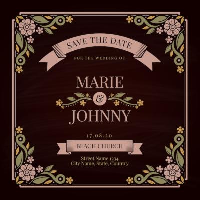 Retro Wedding Invitation Template – Free Download