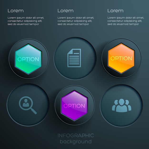 Colorful Hexagon Infographics and Dark Round Buttons – Free Stock Photo for Download