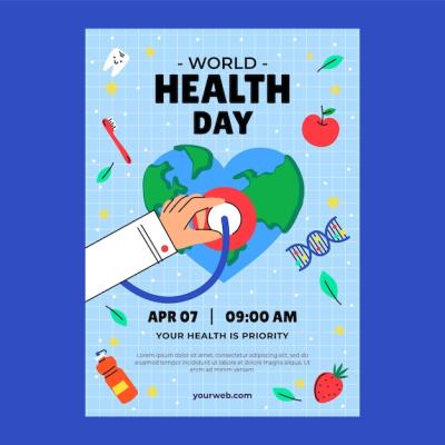 Vertical Poster Template for World Health Day – Free Download