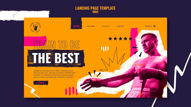 Landing Page Template for MMA Box Fighting – Free Stock Photo, Download for Free