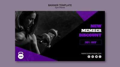 Gym Theme Concept Banner Template – Free Download