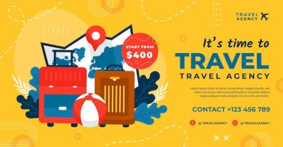 Flat Texture Travel Agency Social Media Promo Template – Free Download