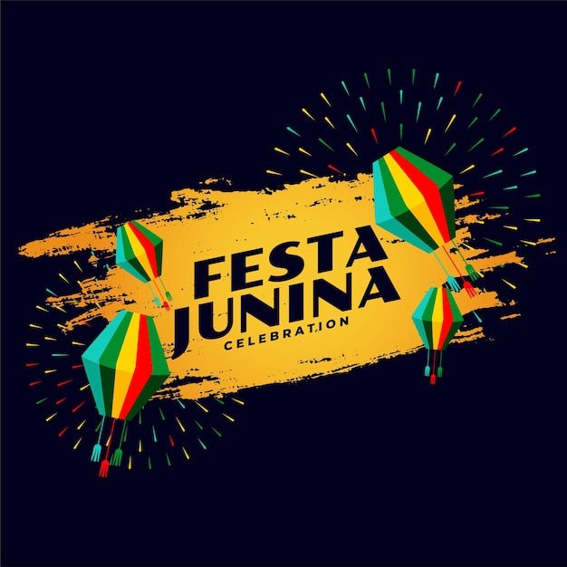 Festa Junina Celebration Abstract Card Featuring Lamps and Fireworks – Download Free Stock Photo